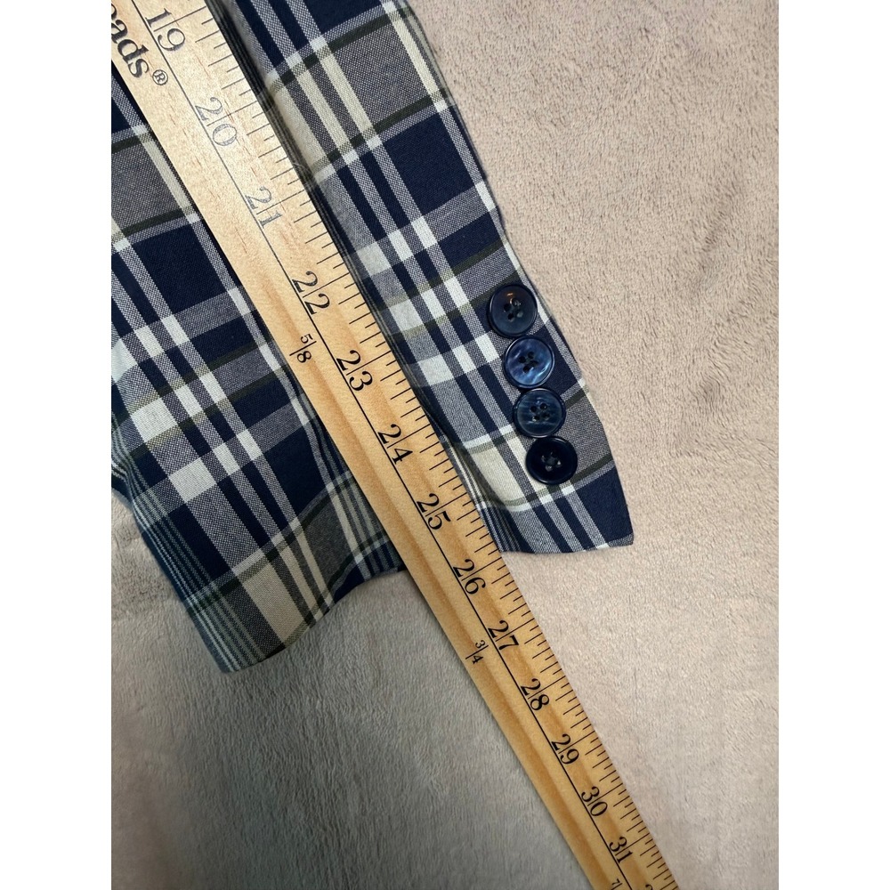 Lauren Ralph Lauren Mens 46R Plaid Blazer Navy White Cotton Sport Coat Jacket - Picture 10 of 11